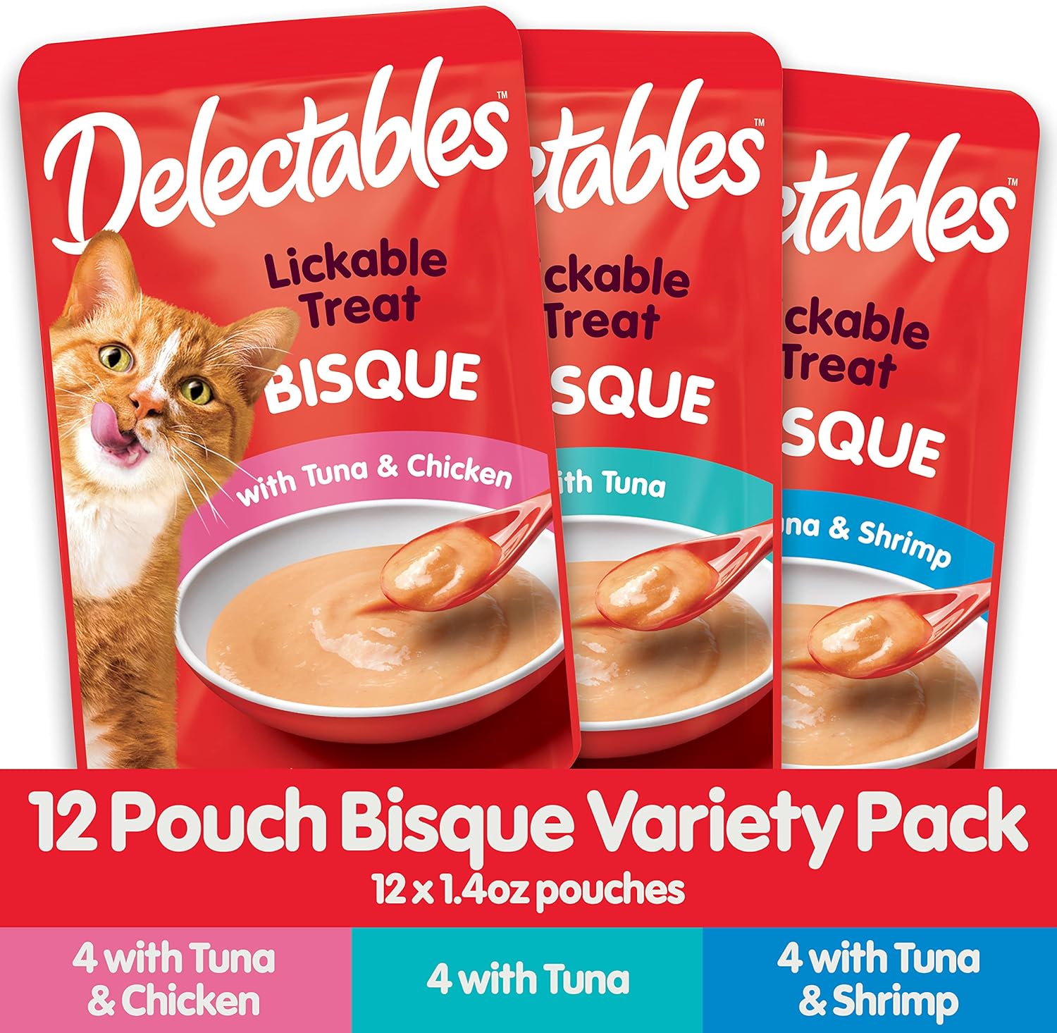 Delectables Bisque Lickable Wet Cat Treats - Chicken, Tuna & Shrimp, 12 count - Image 6