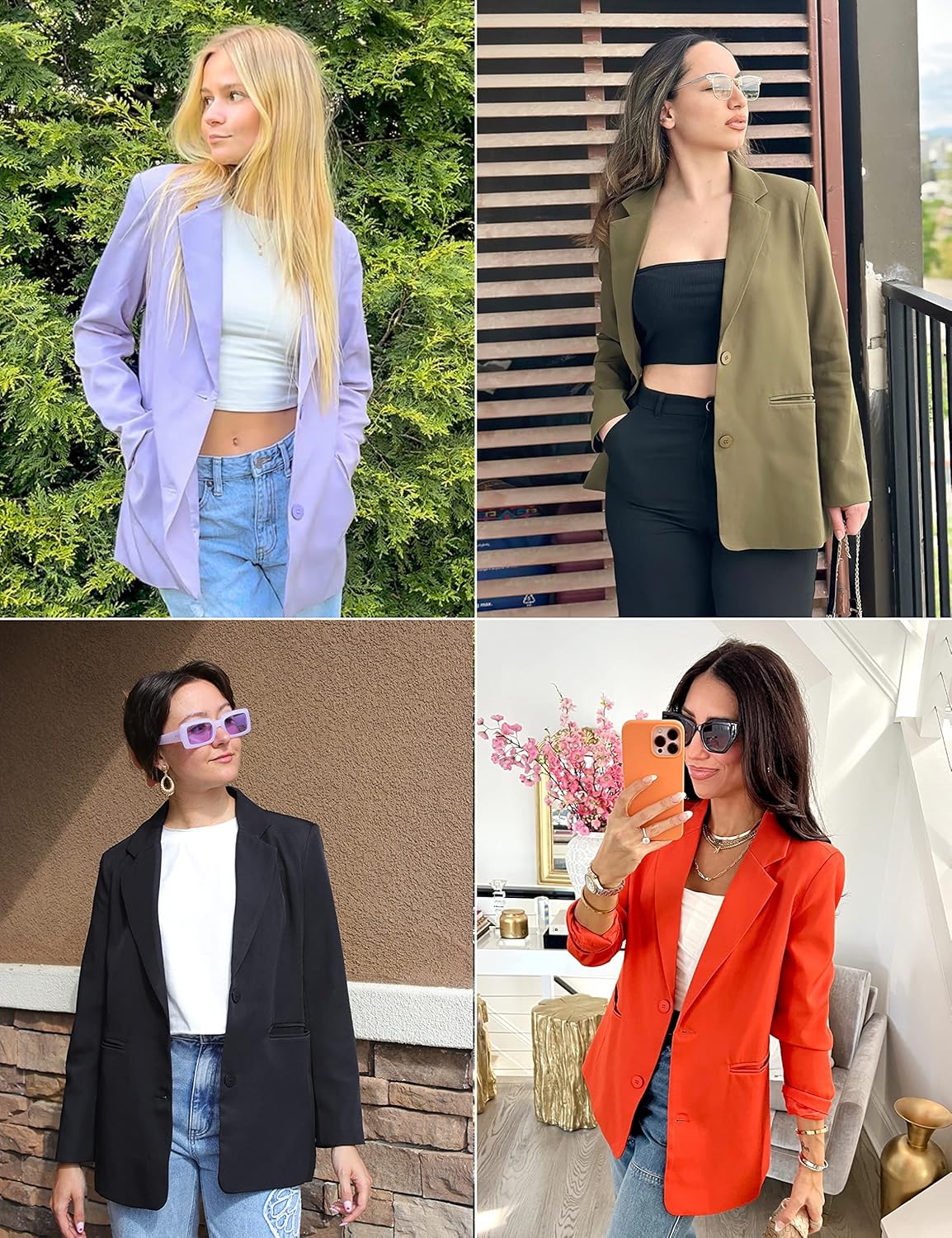 MEROKEETY Women's 2024 Fall Casual Blazers Long Sleeve Lapel Open Front Button Work Blazer Jackets with Pockets - Image 7