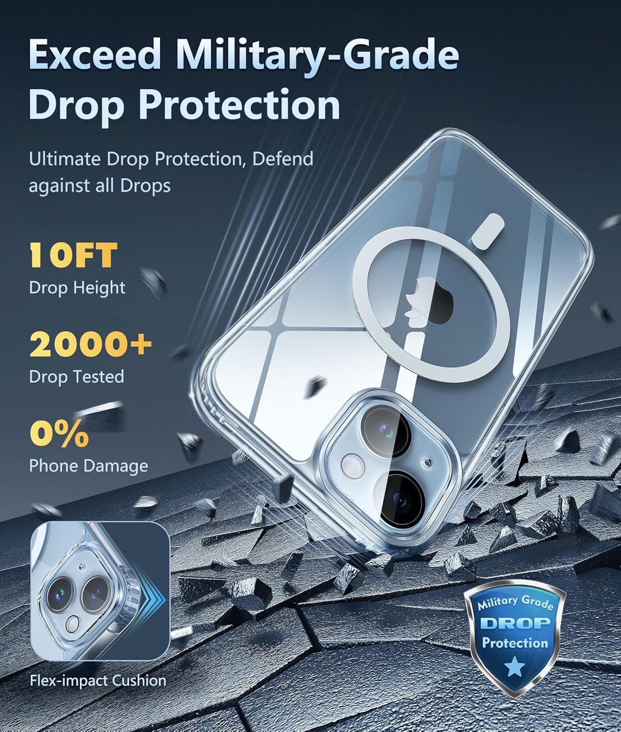 FNTCASE for iPhone 15 Case: for iPhone 14 Case | Support Magnetic Charging Military Grade Drop Protection Anti Yellowing | Rugged Sturdy Shockproof Protective Cell Phone Cover - 6.1 inch (Clear) - Image 5