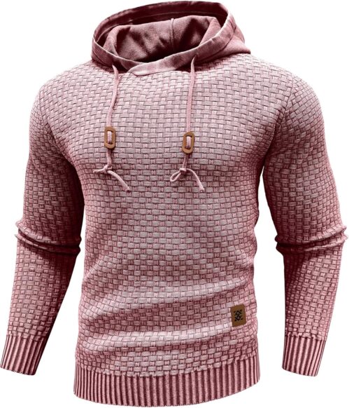 Zaitun Mens Acid Wash Cotton Hoodies Pullover Sweatshirt Long Sleeve Waffle Hoodies Streetwear