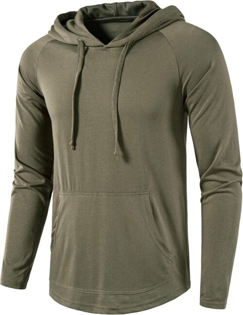 SIR7 Men’s Gym Workout Active Long Sleeve Pullover Lightweight Hoodie Casual Hooded Sweatshirts