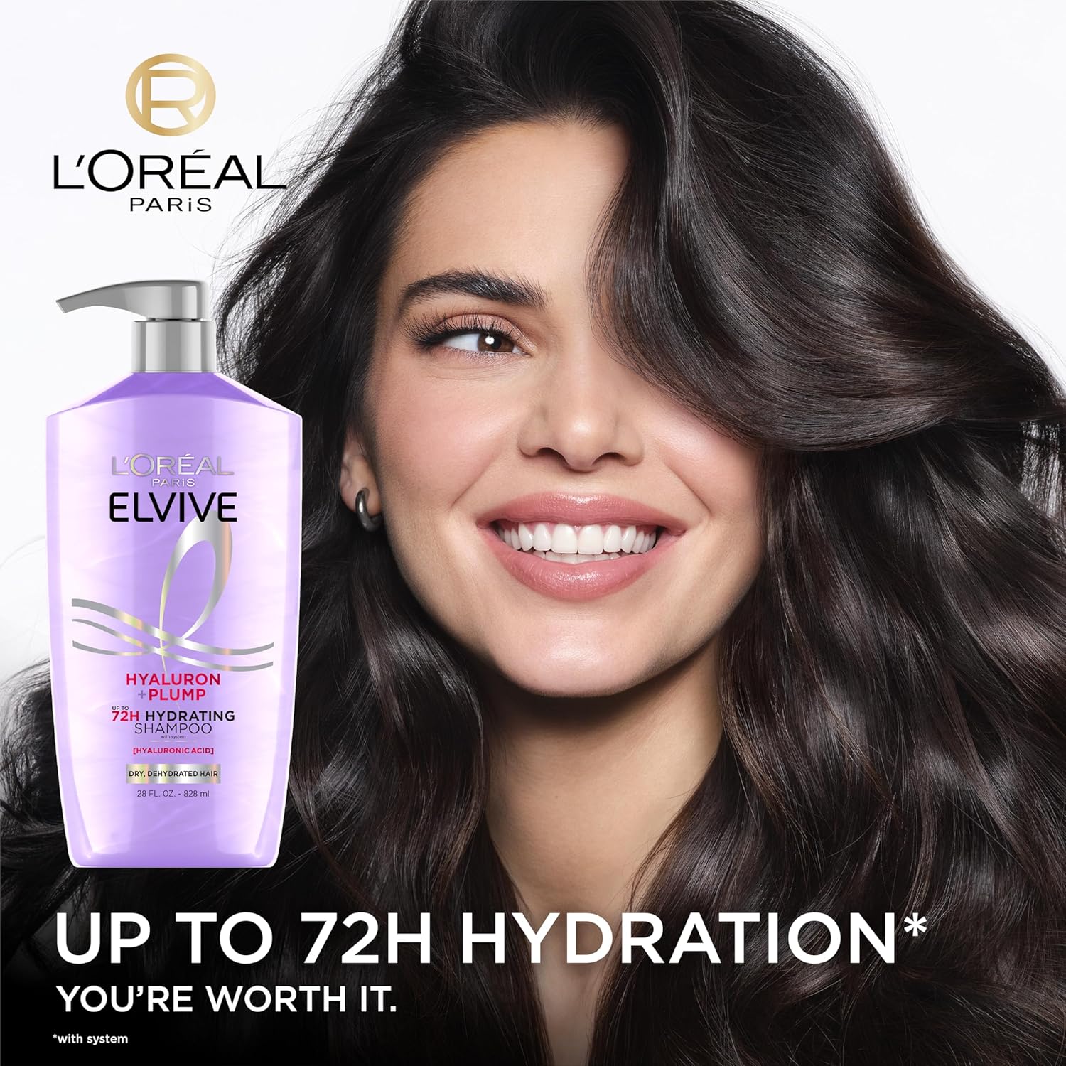 L'Oreal Paris Elvive Hyaluron Plump Shampoo and Conditioner Set for Dehydrated, Dry Hair with Hyaluronic Acid Care Complex, 1 Kit (2 Products) - Image 4