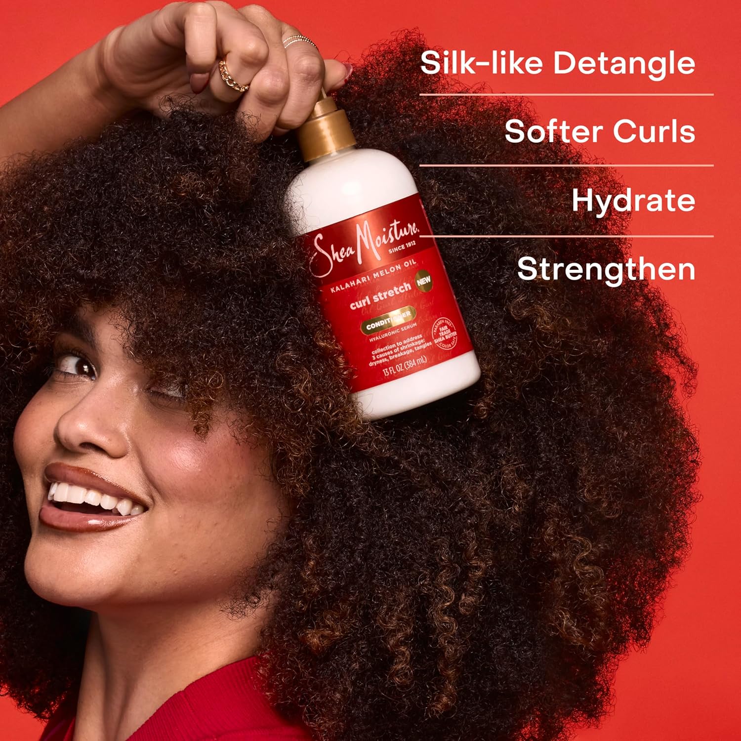 SheaMoisture Curl Stretch Conditioner Kalahari Melon Oil Infused with Hyaluronic Serum, Hydration Hero Deeply Moisturizes and Repairs Damage, for Easy Detangling and Styling 13 Fl Oz - Image 8