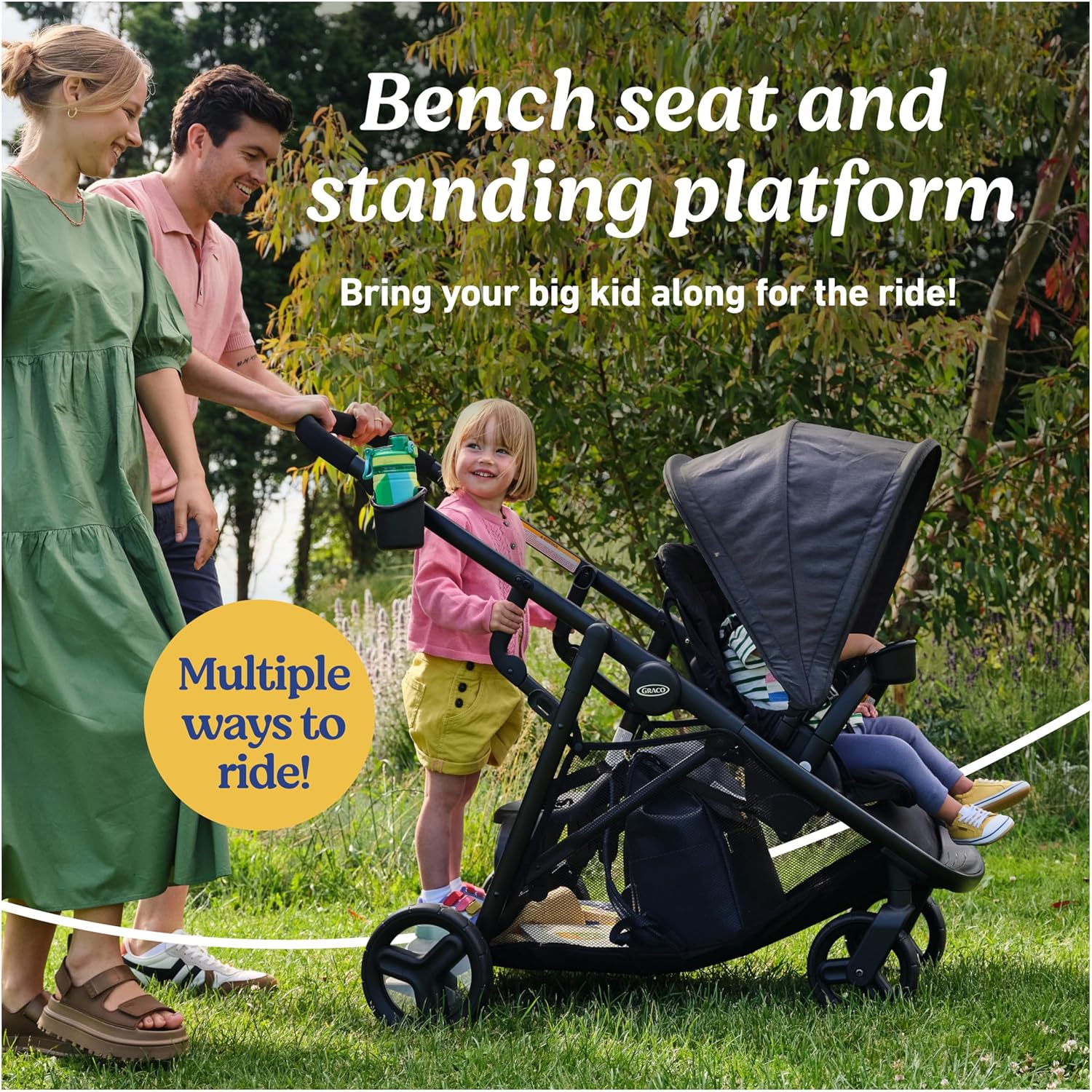 Graco Ready2Grow LX 2.0 Double Stroller Features Bench Seat and Standing Platform Options, Clark - Image 4