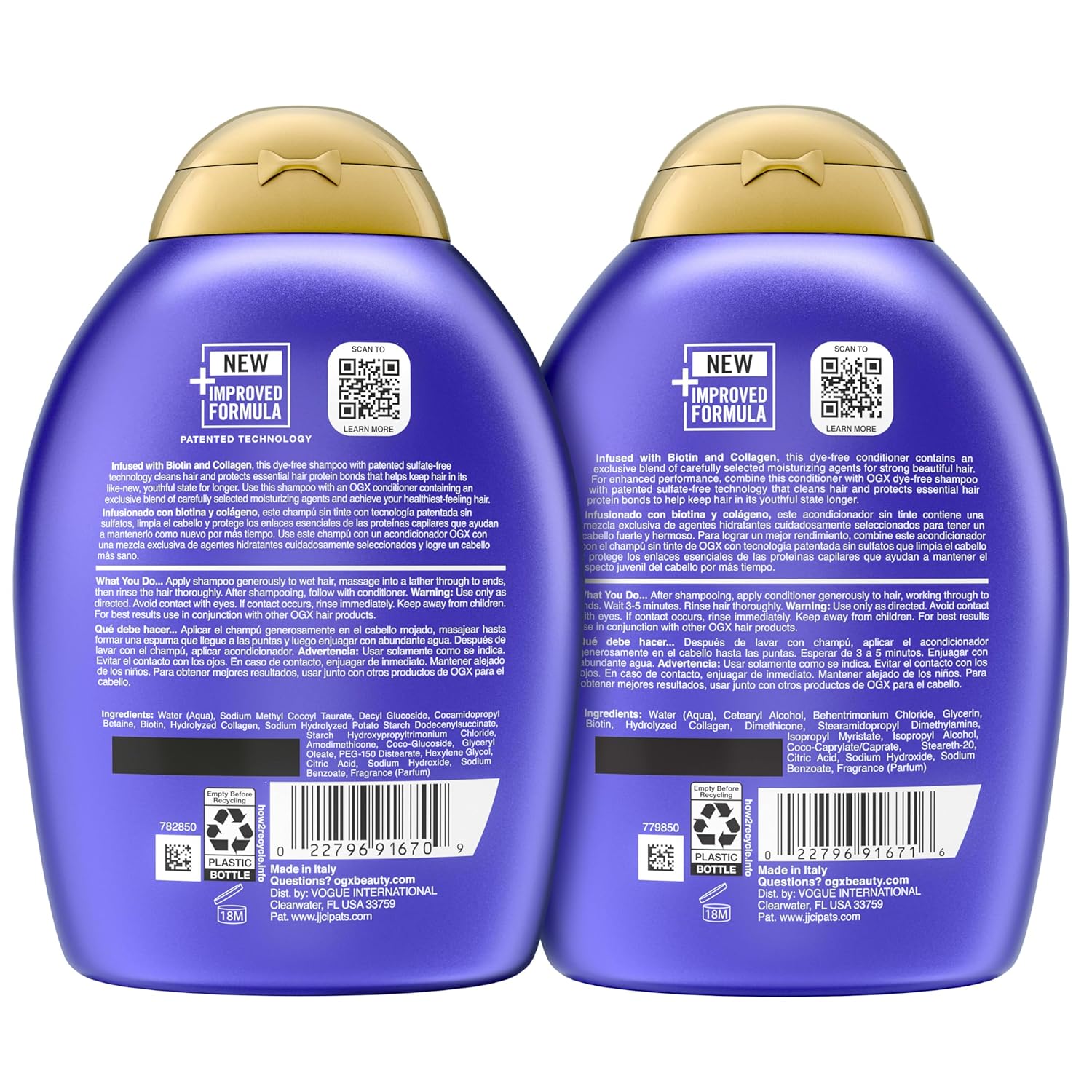 OGX Thick & Full + Biotin & Collagen Shampoo & Conditioner Set, (packaging may vary), Purple, 13 Fl Oz (Pack of 2) - Image 10
