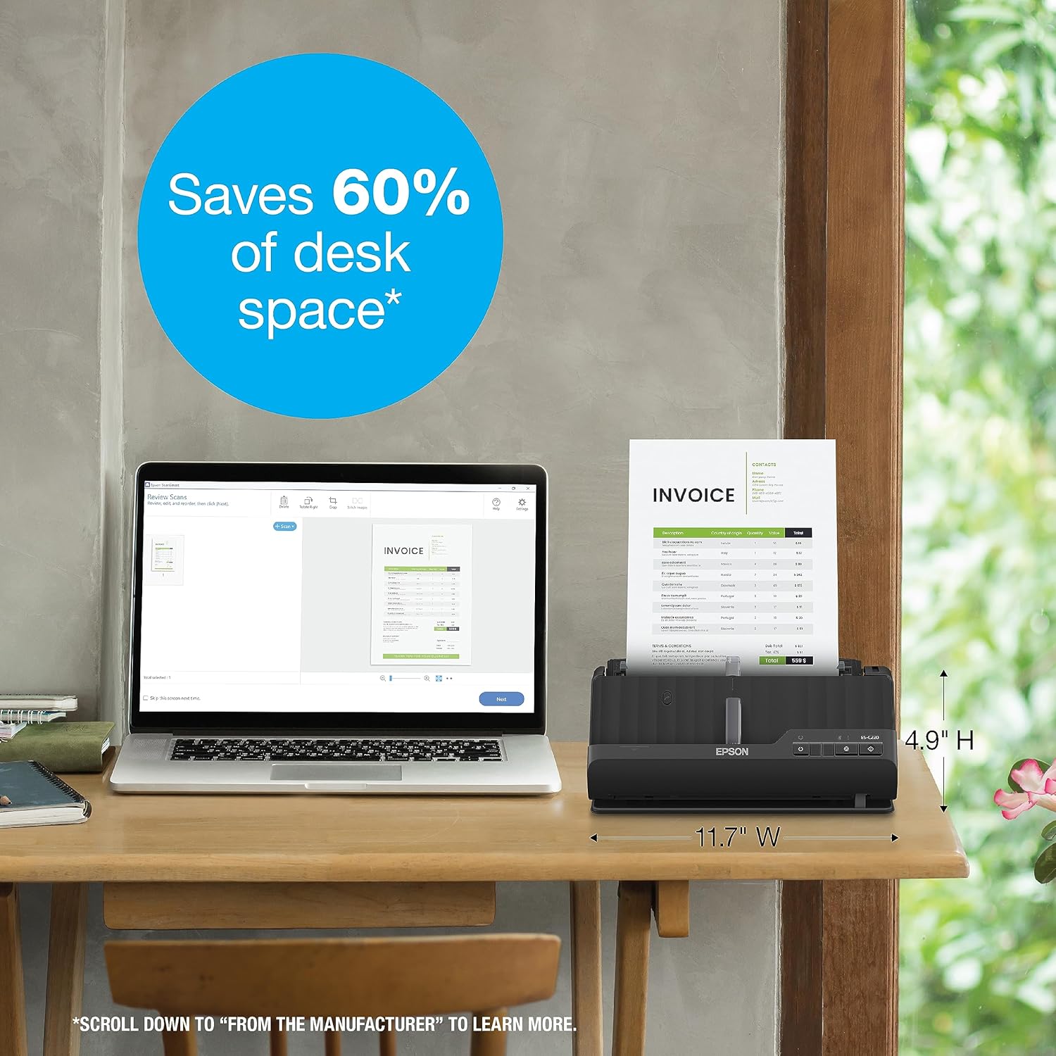 Epson Workforce ES-C220 Compact Desktop Document Scanner with 2-Sided Scanning and Auto Document Feeder (ADF) for PC and Mac - Image 6