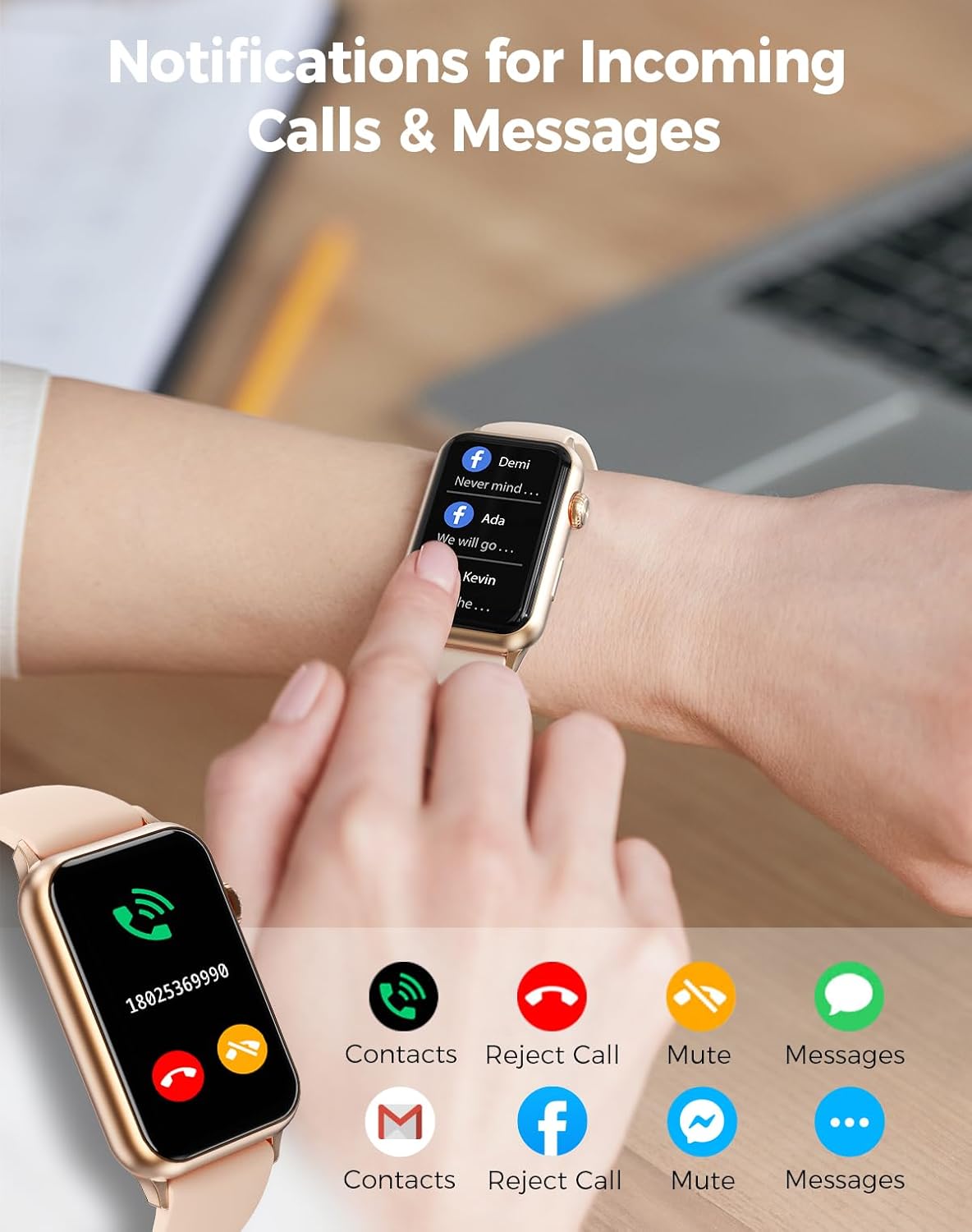 Health Fitness Tracker Smart Watch with 24/7 Heart Rate Blood Oxygen Blood Pressure Monitor Sleep Tracker 128 Exercise Modes Step Calorie Counter Pedometer IP68 Waterproof for Women Men Android iOS - Image 6