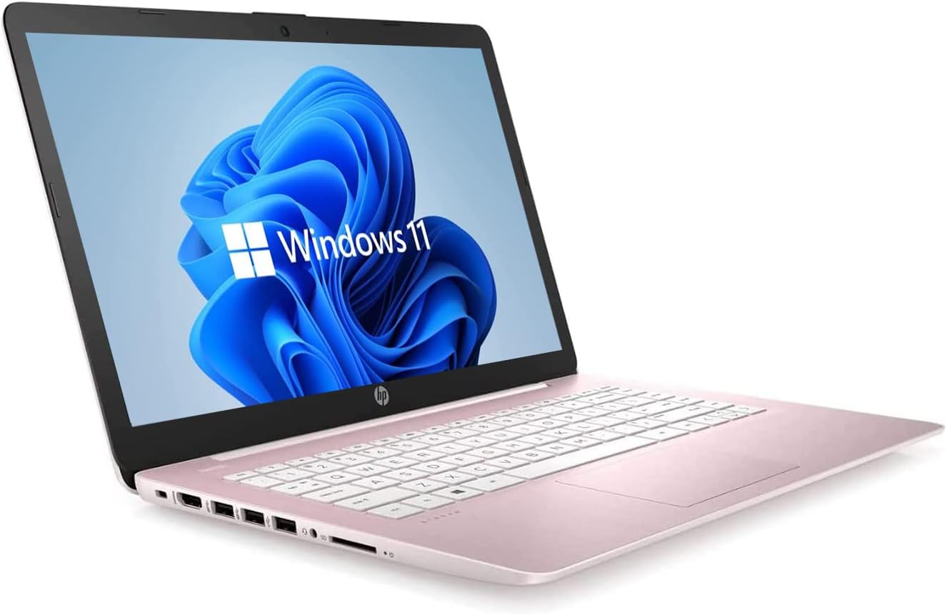 HP 14" HD Laptop, Windows 11, Intel Celeron Dual-Core Processor Up to 2.60GHz, 4GB RAM, 64GB SSD, Webcam, Dale Pink (Renewed) - Image 3