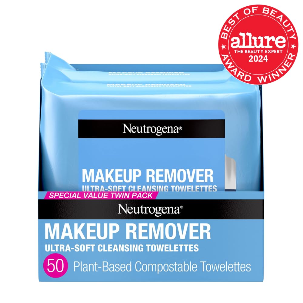 Neutrogena Makeup Remover Wipes, Daily Facial Cleanser Towelettes, Gently Cleanse and Remove Oil & Makeup, Alcohol-Free Makeup Wipes, 2 x 25 ct - Image 3