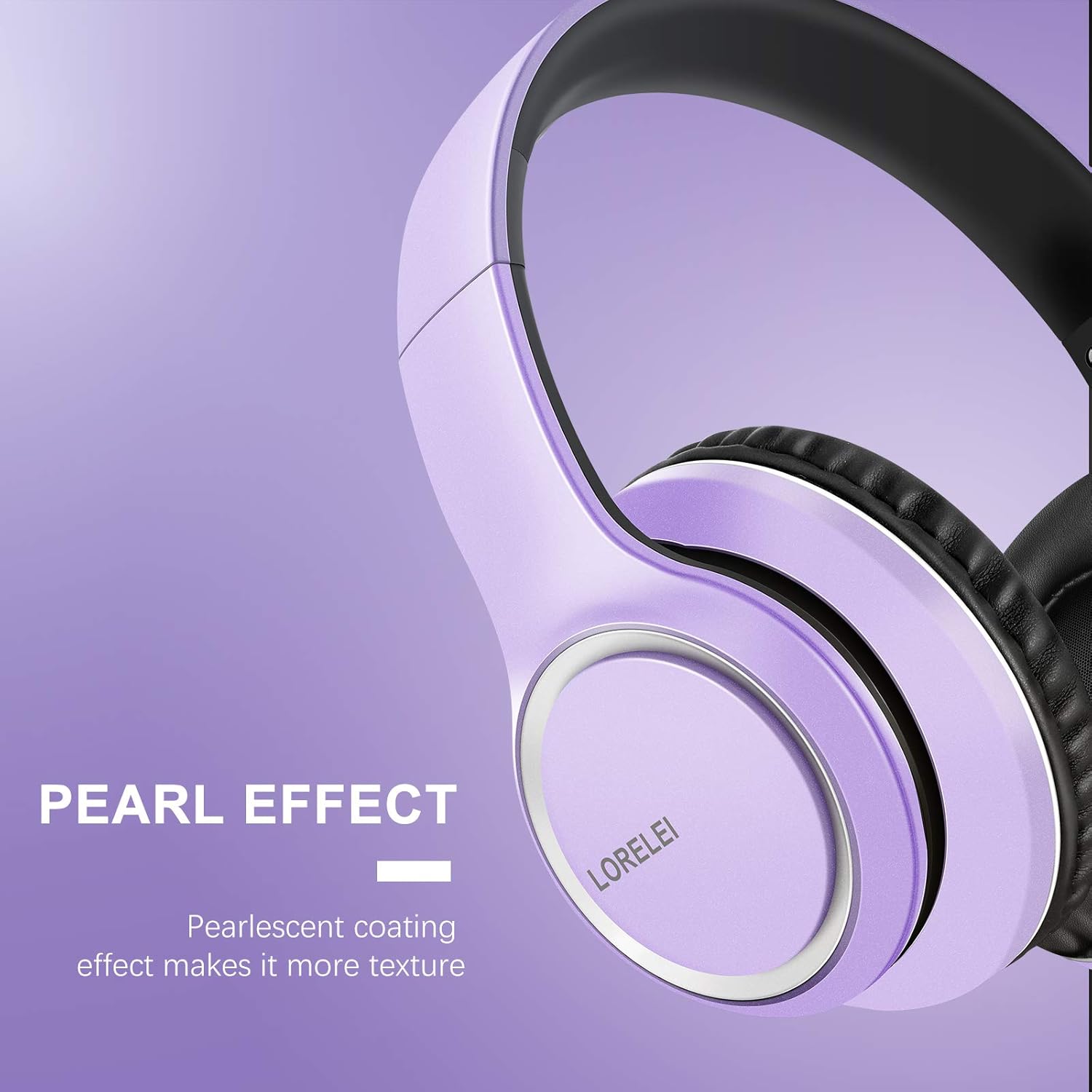 LORELEI X8 Over-Ear Wired Headphones with Microphone with 1.45m-Tangle-Free Nylon Line&3.5mm Plug,Lightweight Foldable & Portable Headphones for Smartphone,Tablet,Computer,Mp3/4(Dark Purple) - Image 4