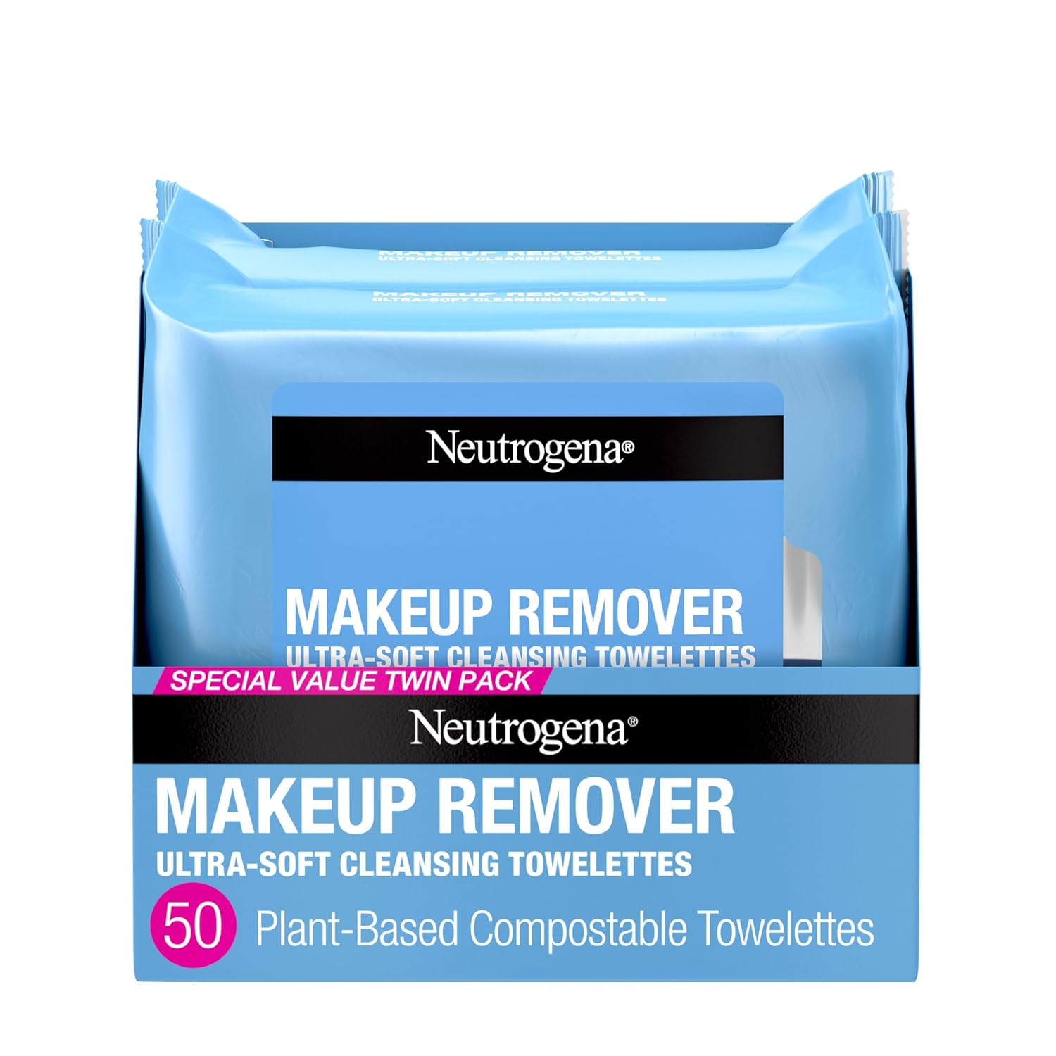 Neutrogena Makeup Remover Wipes, Daily Facial Cleanser Towelettes, Gently Cleanse and Remove Oil & Makeup, Alcohol-Free Makeup Wipes, 2 x 25 ct - Image 2