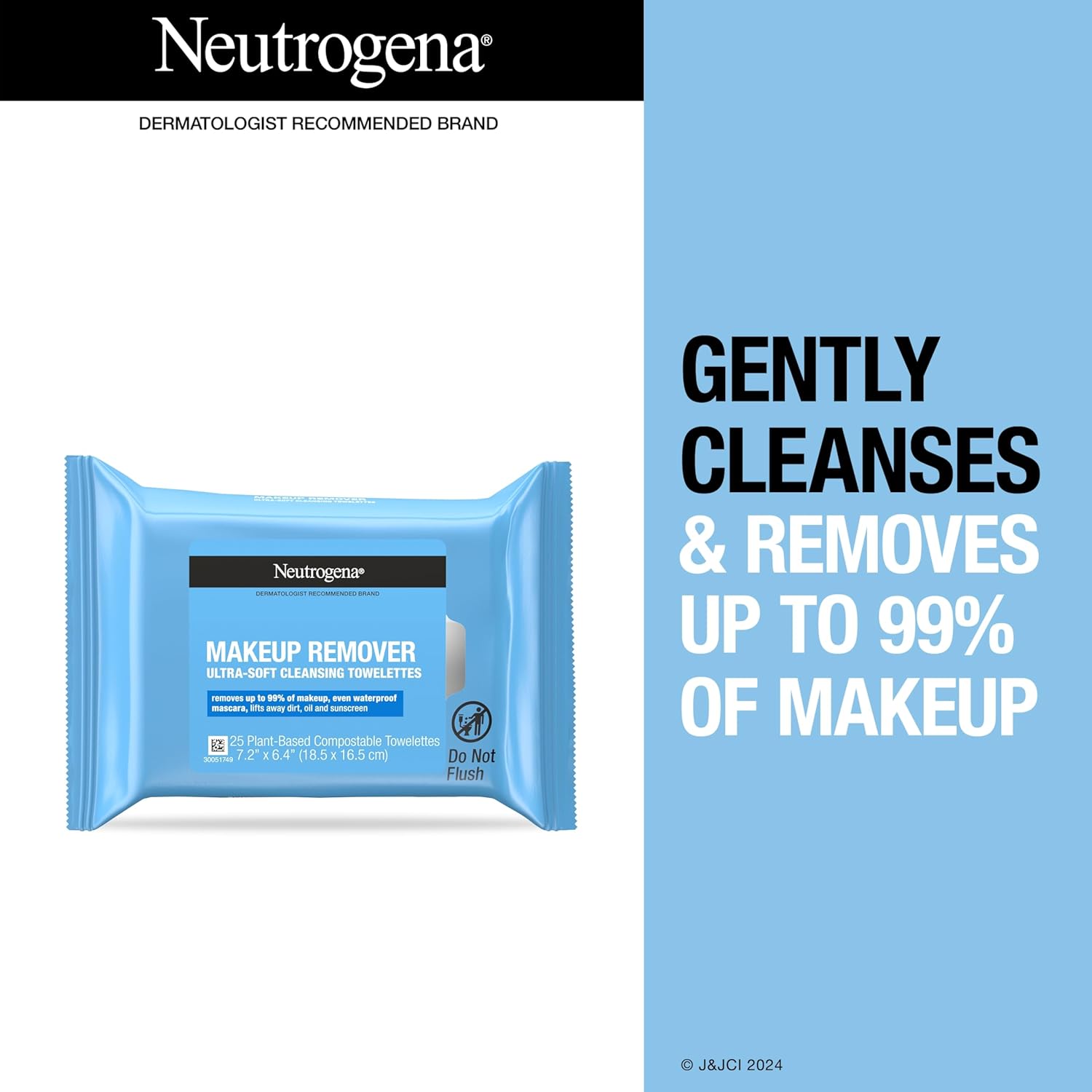 Neutrogena Makeup Remover Wipes, Daily Facial Cleanser Towelettes, Gently Cleanse and Remove Oil & Makeup, Alcohol-Free Makeup Wipes, 2 x 25 ct - Image 4