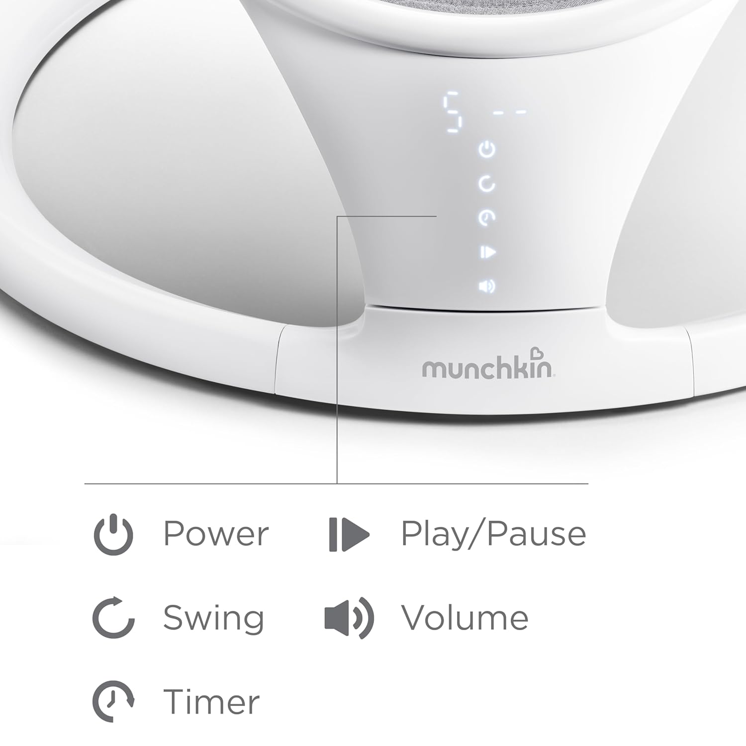 Munchkin Baby Swing, Portable and Lightweight, Bluetooth Enabled Electric Infant Rocker with Natural Sway in 5 Ranges of Motion, Newborn Nursery Essentials, White/Grey - Image 8