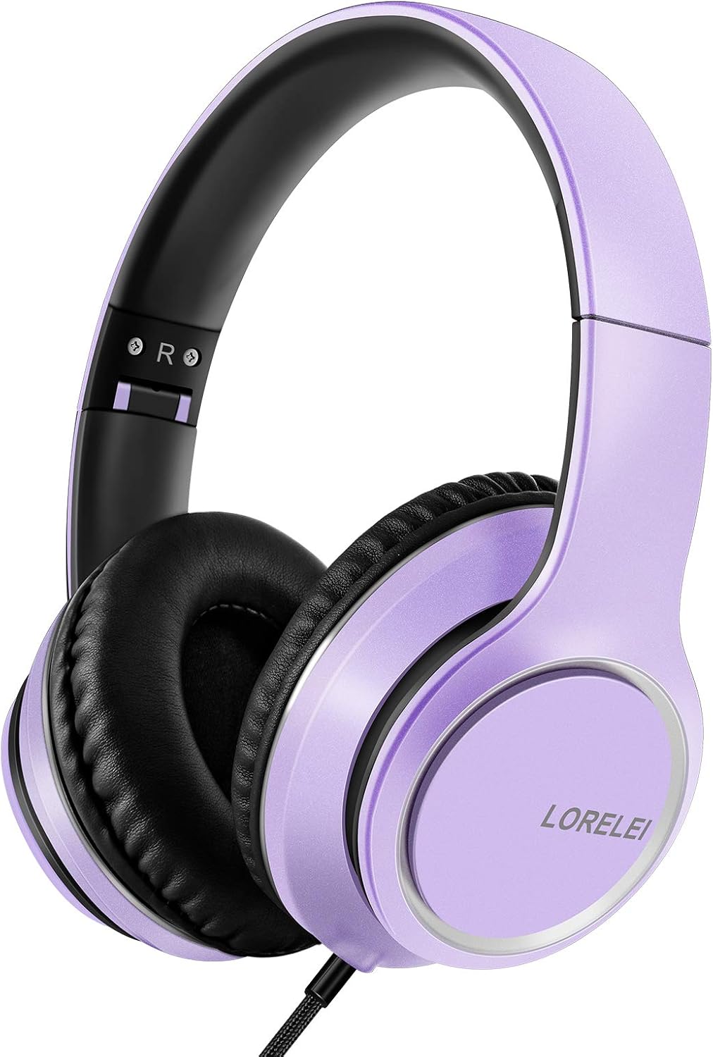LORELEI X8 Over-Ear Wired Headphones with Microphone with 1.45m-Tangle-Free Nylon Line&3.5mm Plug,Lightweight Foldable & Portable Headphones for Smartphone,Tablet,Computer,Mp3/4(Dark Purple) - Image 8