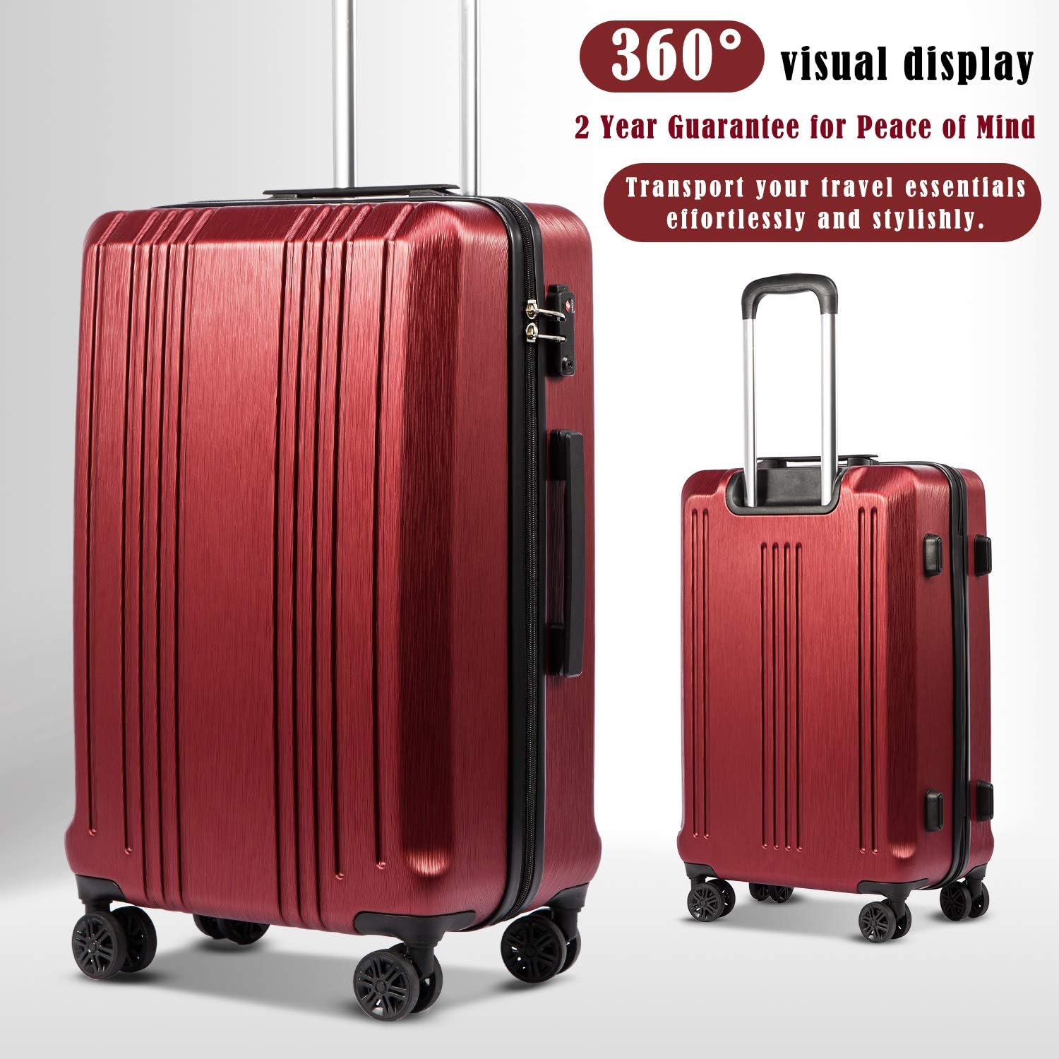 Coolife Luggage Expandable Suitcase PC+ABS 3 Piece Set with TSA Lock Spinner 20in24in28in - Image 3