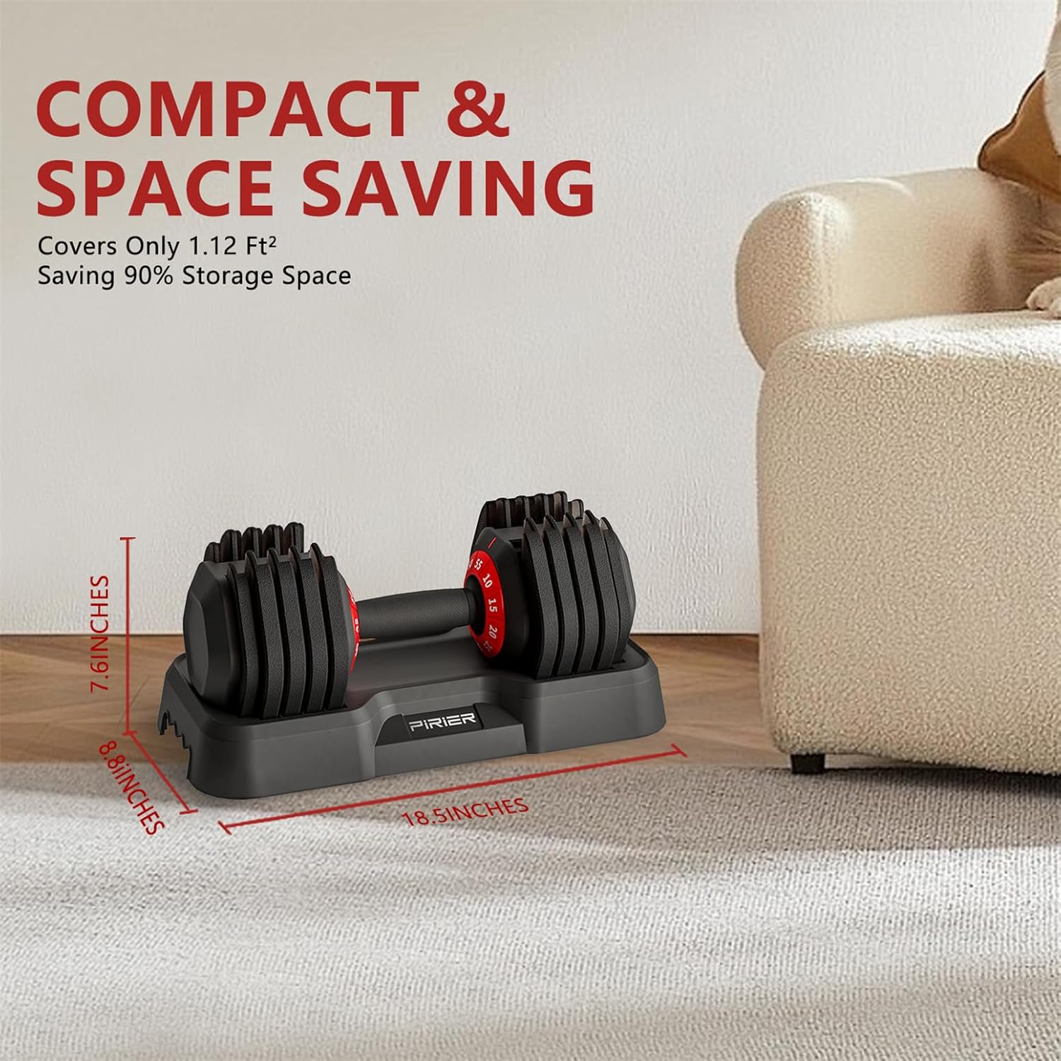 Adjustable Dumbbell 55LB Single Dumbbell Weight, 10-in-1 Weight Dumbbells with Anti-Slip Metal Handle and Bicep Supports for Comprehensive Full Body Strength Training - Image 4