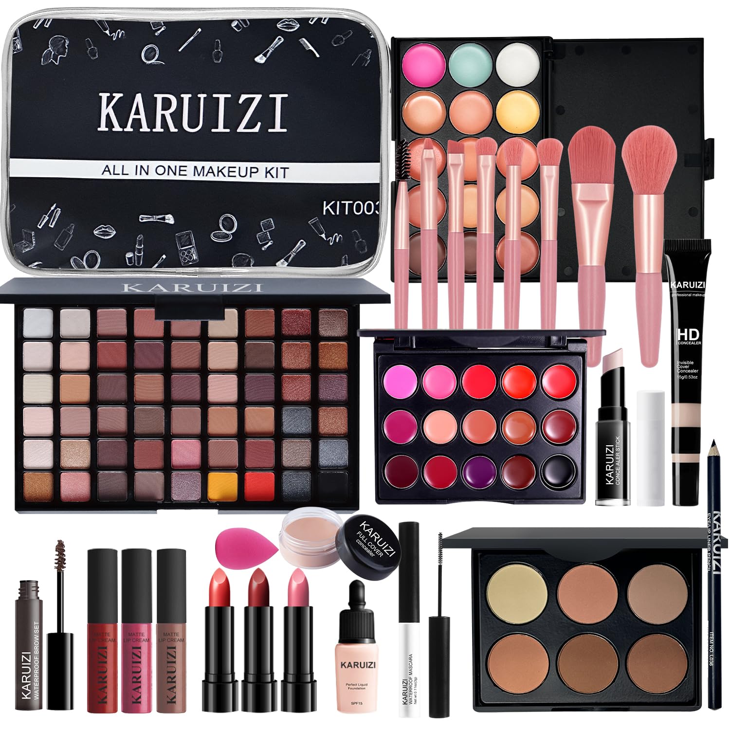Makeup Kit All-in-one Makeup Gift Set for Women Full Kit Gift Set for Women,Girls & Teens,Eyeshadow Palette, Lip Gloss Set, Lipstick, Blush, Foundation, Concealer,Makeup Brush Set - Image 9