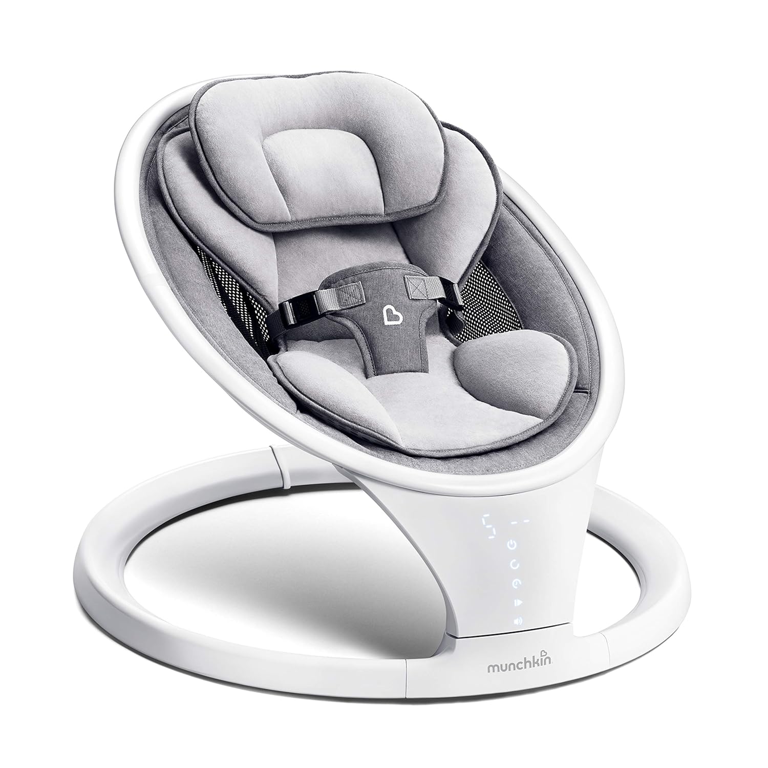 Munchkin Baby Swing, Portable and Lightweight, Bluetooth Enabled Electric Infant Rocker with Natural Sway in 5 Ranges of Motion, Newborn Nursery Essentials, White/Grey - Image 2