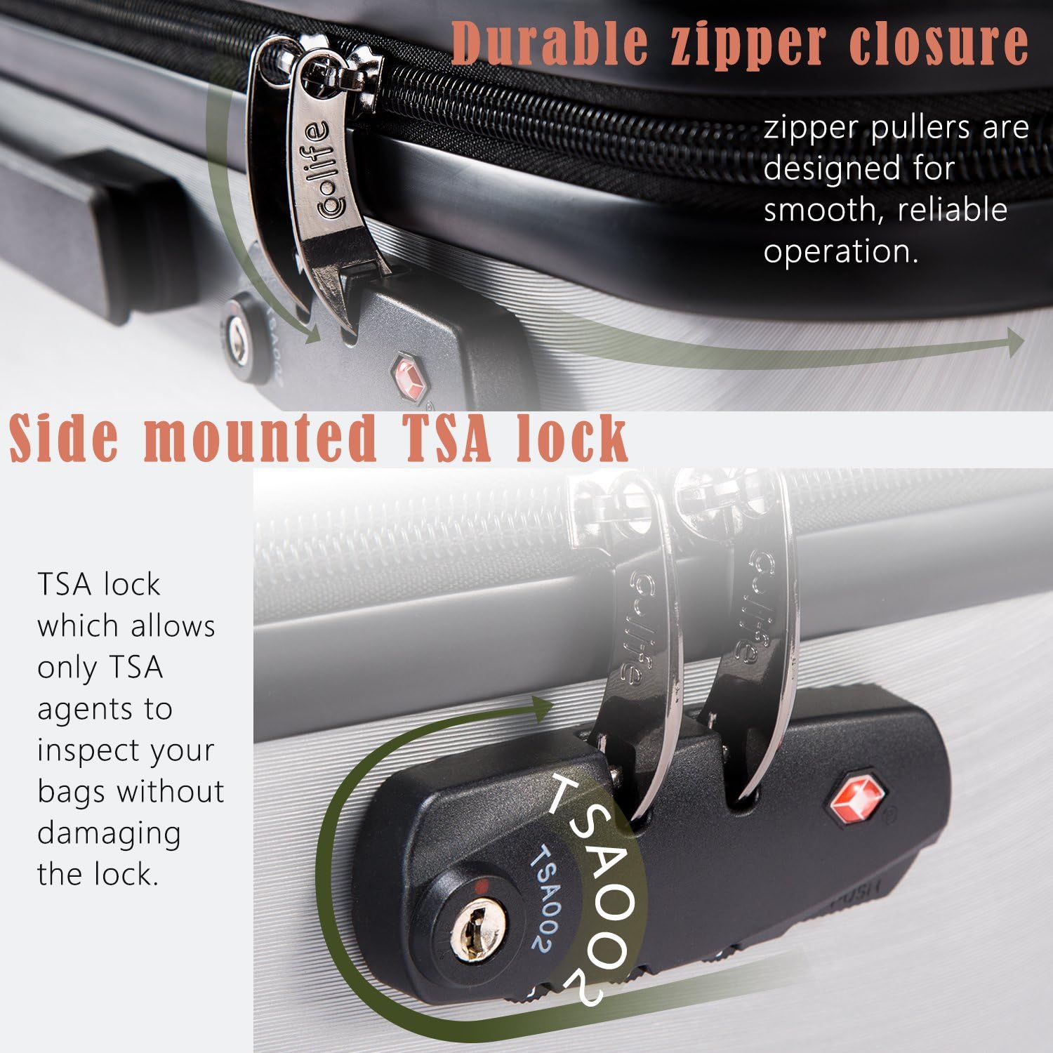 Coolife Luggage Expandable Suitcase PC+ABS 3 Piece Set with TSA Lock Spinner 20in24in28in - Image 6