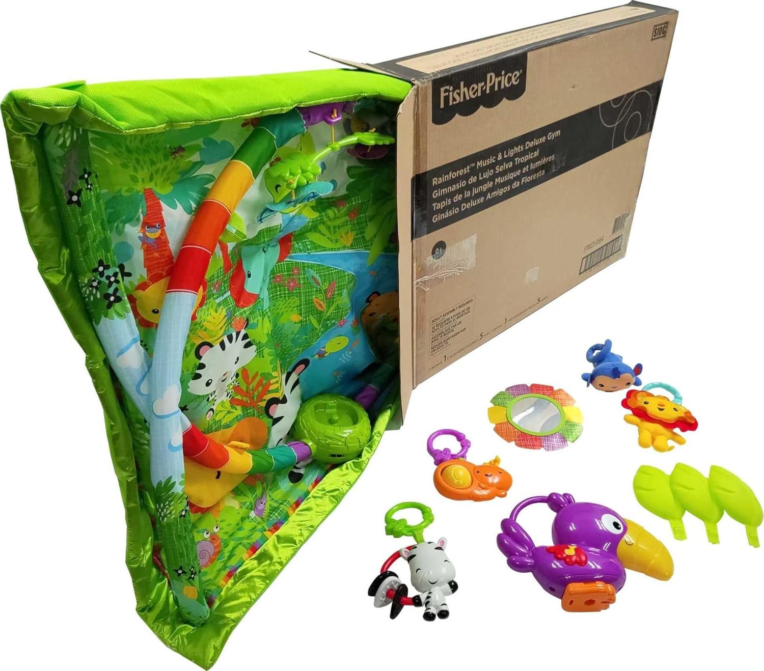Fisher-Price Baby Playmat Rainforest Music & Lights Deluxe Gym with 10+ Activities & Toys for Developmental Play for Newborns Ages 0+ Months - Image 7