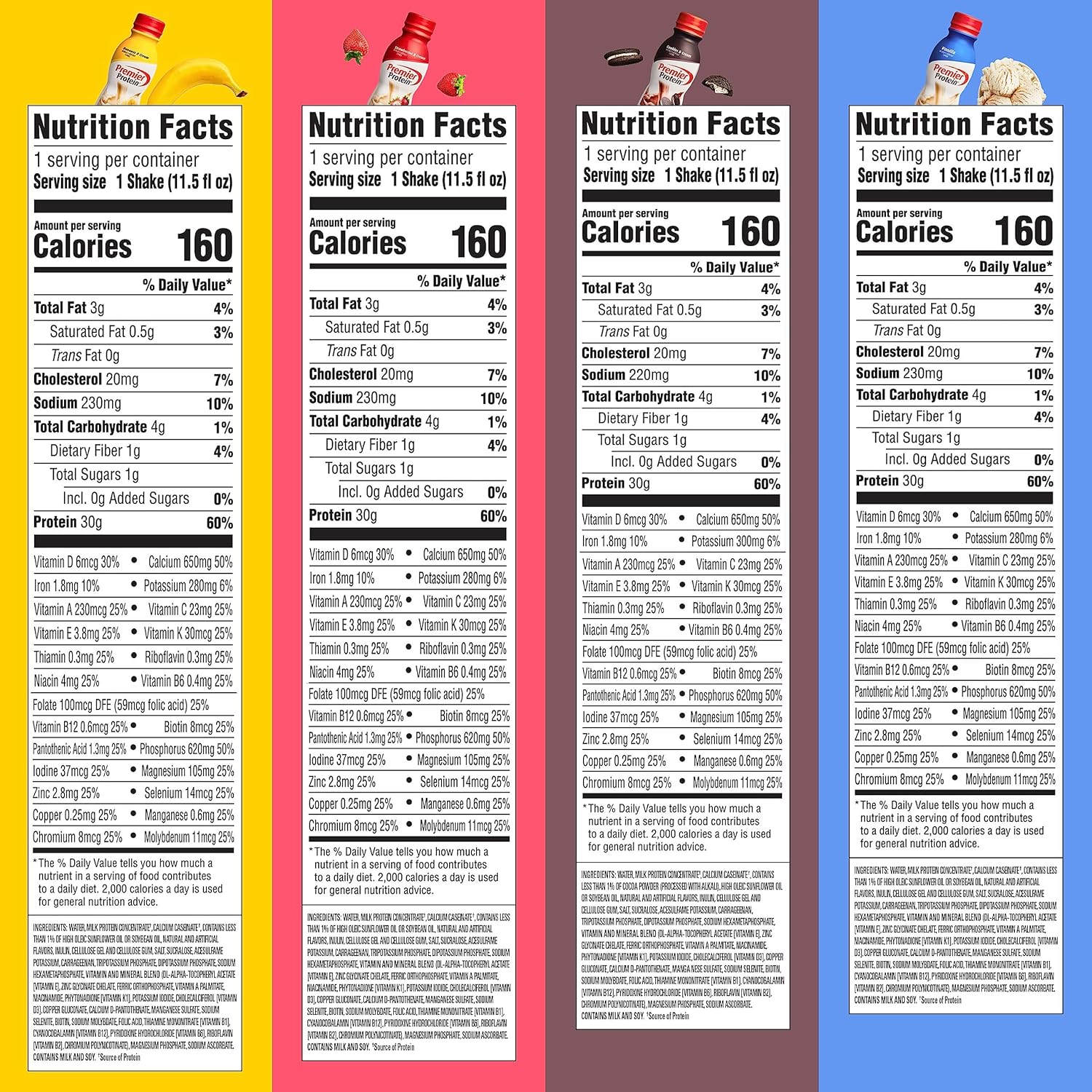 Premier Protein, Protein Shake, 8 Flavor Variety Pack, 30g Protein, 1g Sugar, 24 Vitamins & Minerals, Nutrients to Support Immune Health 11.5 Fl Oz (8 Pack) - Image 5