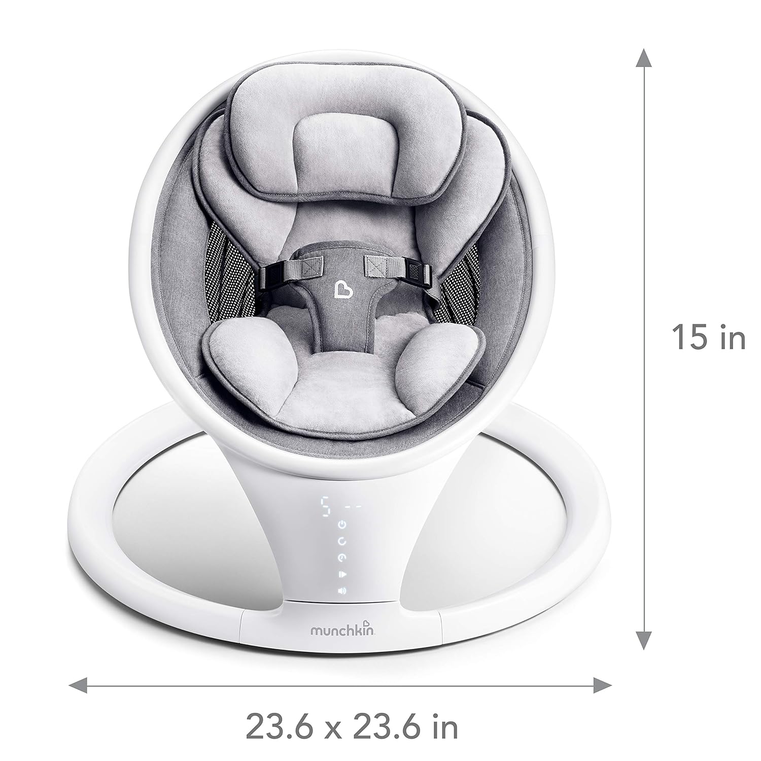 Munchkin Baby Swing, Portable and Lightweight, Bluetooth Enabled Electric Infant Rocker with Natural Sway in 5 Ranges of Motion, Newborn Nursery Essentials, White/Grey - Image 7